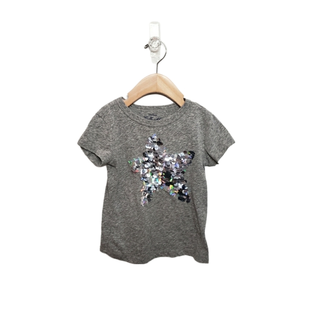 Crewcuts Collectible 4-5 Y Grey Sequin Star Short Sleeve Tee Shirt
